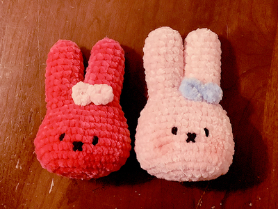 Fuzzy Bunny Keychain Crochet Made by Mom