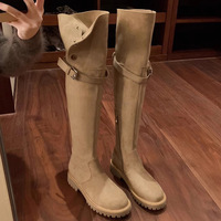 Winter warm boots over-the-knee boots belt buckle elastic boots - Thumbnail 2