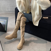 Winter warm boots over-the-knee boots belt buckle elastic boots - Thumbnail 4