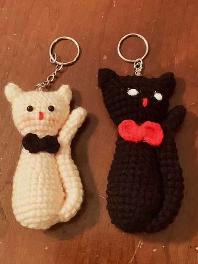 Slim Kitty Crochet Keychain Made by Mom