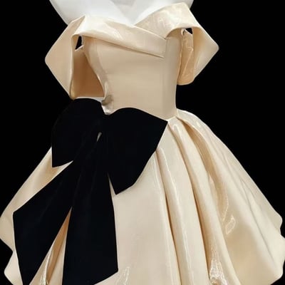 Champagne satin short/mini a-line prom party dress