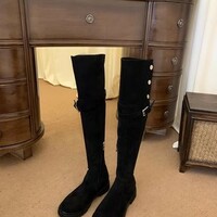 Winter warm boots over-the-knee boots belt buckle elastic boots - Thumbnail 7