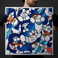 Oversize Print by Miguel Ángel Fúnez "Blue Cosmic Cat Mincemeat" - Thumbnail 1