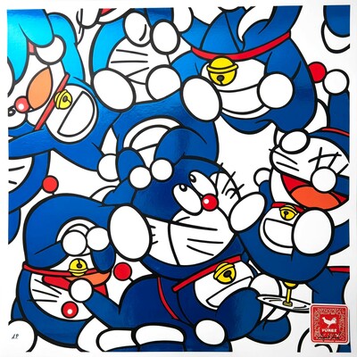 Oversize print by miguel Ángel fúnez "blue cosmic cat mincemeat"