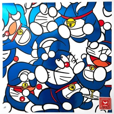 Oversize Print by Miguel Ángel Fúnez "Blue Cosmic Cat Mincemeat"