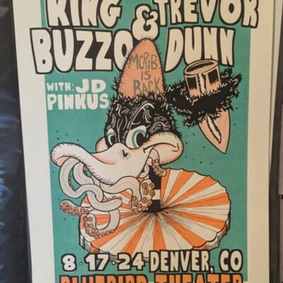 King buzzo and trevor dunn screen printed gig poster denver 2024