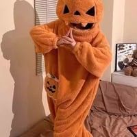 Halloween Pumpkin Fleece Onesie - Thumbnail 3