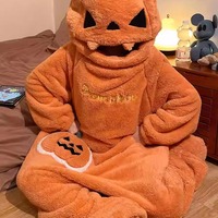 Halloween Pumpkin Fleece Onesie - Thumbnail 4