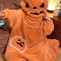 Halloween Pumpkin Fleece Onesie - Thumbnail 2