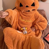Halloween Pumpkin Fleece Onesie - Thumbnail 1