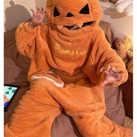Halloween Pumpkin Fleece Onesie - Thumbnail 5