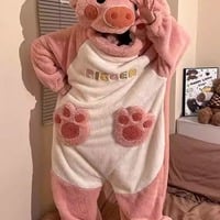 Pink Pig Fleece Onesie - Thumbnail 3