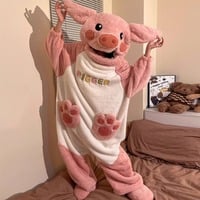 Pink Pig Fleece Onesie - Thumbnail 4