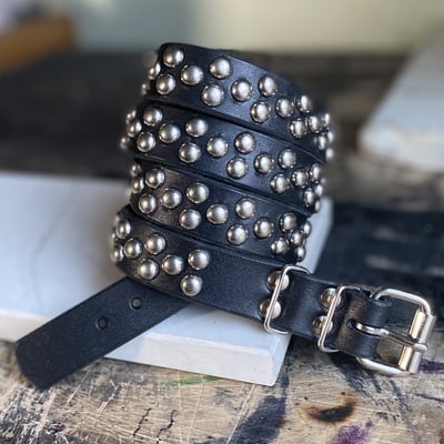 2-1-2 medium dome-stud belt (tan or black leather)