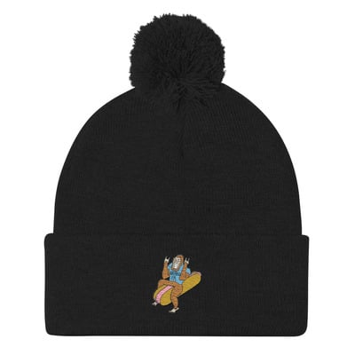 Crick foot pom-pom beanie