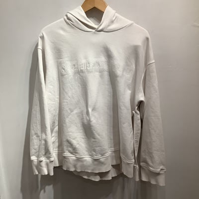 Mm6 white side slitted hoodie