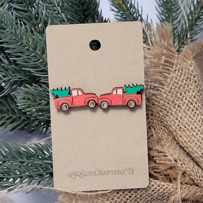 Christmas truck earrings
