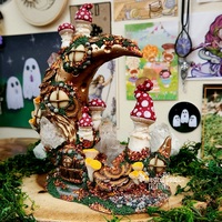 Giant Autumn Faerie Cottage w/Clear Quartz - Thumbnail 1