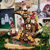 Giant Autumn Faerie Cottage w/Clear Quartz - Thumbnail 5