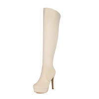 Suede stretch slim boots over-the-knee foldable multi-wear knight boots 3 colors - Thumbnail 5