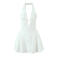 Retro sexy deep V-neck halter dress - Thumbnail 2