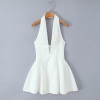 Retro sexy deep V-neck halter dress - Thumbnail 3