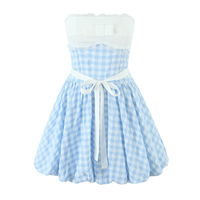 Fresh and elegant strapless dress with a fitted waist and patchwork design - Thumbnail 3