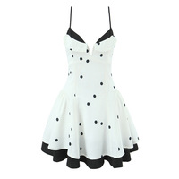 Sexy polka dot patchwork waist-cinching slimming dress - Thumbnail 1
