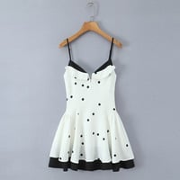 Sexy polka dot patchwork waist-cinching slimming dress - Thumbnail 3