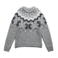 Retro design snowflake pullover sweater for women, thick knitted base layer sweater - Thumbnail 2