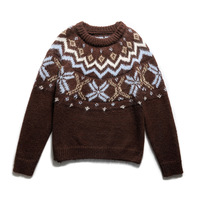 Retro design snowflake pullover sweater for women, thick knitted base layer sweater - Thumbnail 3