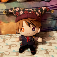 Mini Plush Jester Hat Pink Gray Argyle - Thumbnail 1