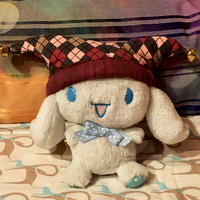 Mini Plush Jester Hat Pink Gray Argyle - Thumbnail 2