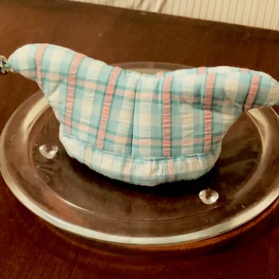 Mini plush jester hat mint and pink gingham - Thumbnail 5