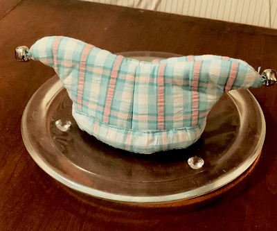 Mini Plush Jester Hat Mint and Pink Gingham