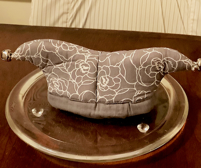 Mini Plush Jester Hat Gray Flowers