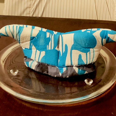 Mini plush jester hat blue gray and white - Thumbnail 1