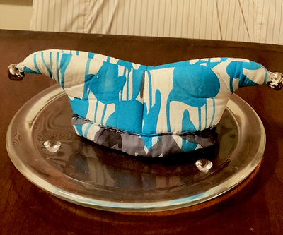 Mini Plush Jester Hat Blue Gray and White