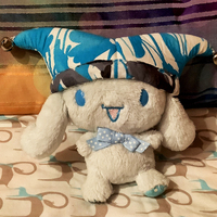 Mini Plush Jester Hat Blue Gray and White - Thumbnail 2