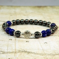 Hematite & Lapis Lazuli Celtic Men’s Bracelet – Strength, Wisdom & Timeless Style - Thumbnail 1