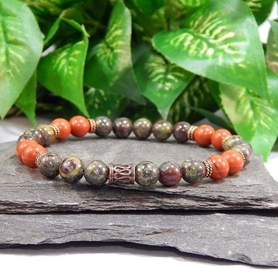 Dragon’s blood jasper & red jasper men’s bracelet – courage, vitality & grounded strength