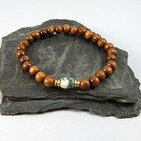Robles Wood & Tree Agate Men’s Bracelet – Grounding, Harmony & Natural Strength - Thumbnail 1