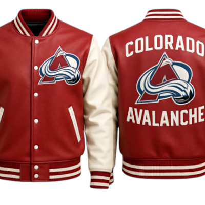 Crafted leather men’s red white leather varsity jacket motorcycle - Thumbnail 4