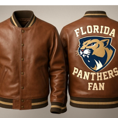 Crafted leather men brown leather varsity jacket motorcycle - Thumbnail 2