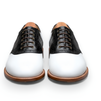 Crafted Leather Men’s White Black Crocodile/Alligator Leather Lace up Saddle Golf Shoes - Thumbnail 2