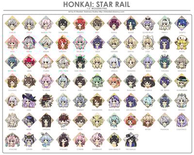Honkai Star Rail 1.5" Wooden Pins