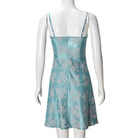 Ice silk satin floral cutout halter zipper short skirt - Thumbnail 3