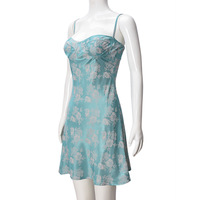 Ice silk satin floral cutout halter zipper short skirt - Thumbnail 5