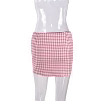 Slit Rhinestone Bodycon Houndstooth Midi Skirt - Thumbnail 3