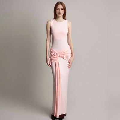 Sexy backless irregular slim-fit ruched bodycon dress